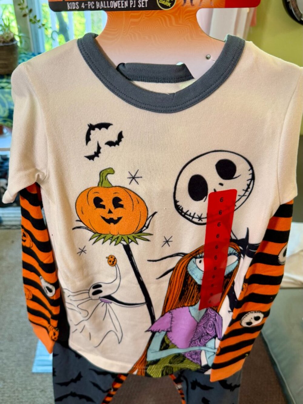 NWT Disney Nightmare Before Christmas Jack 4pc Glow Dark Pajama Set Kids Sz 6